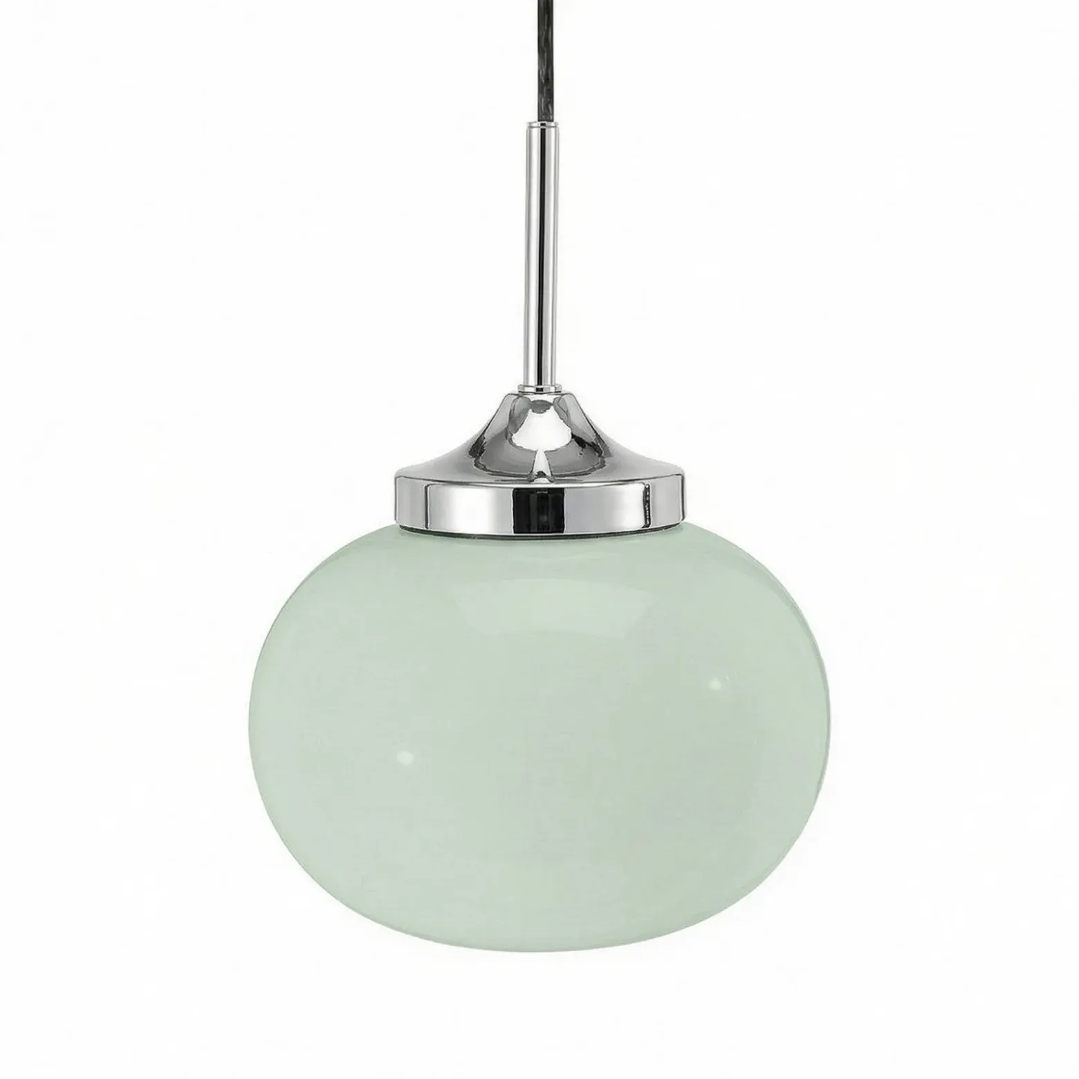 Lámpara colgante Elsy, verde claro/cromo, Ø 18 cm, cristal, enchufe