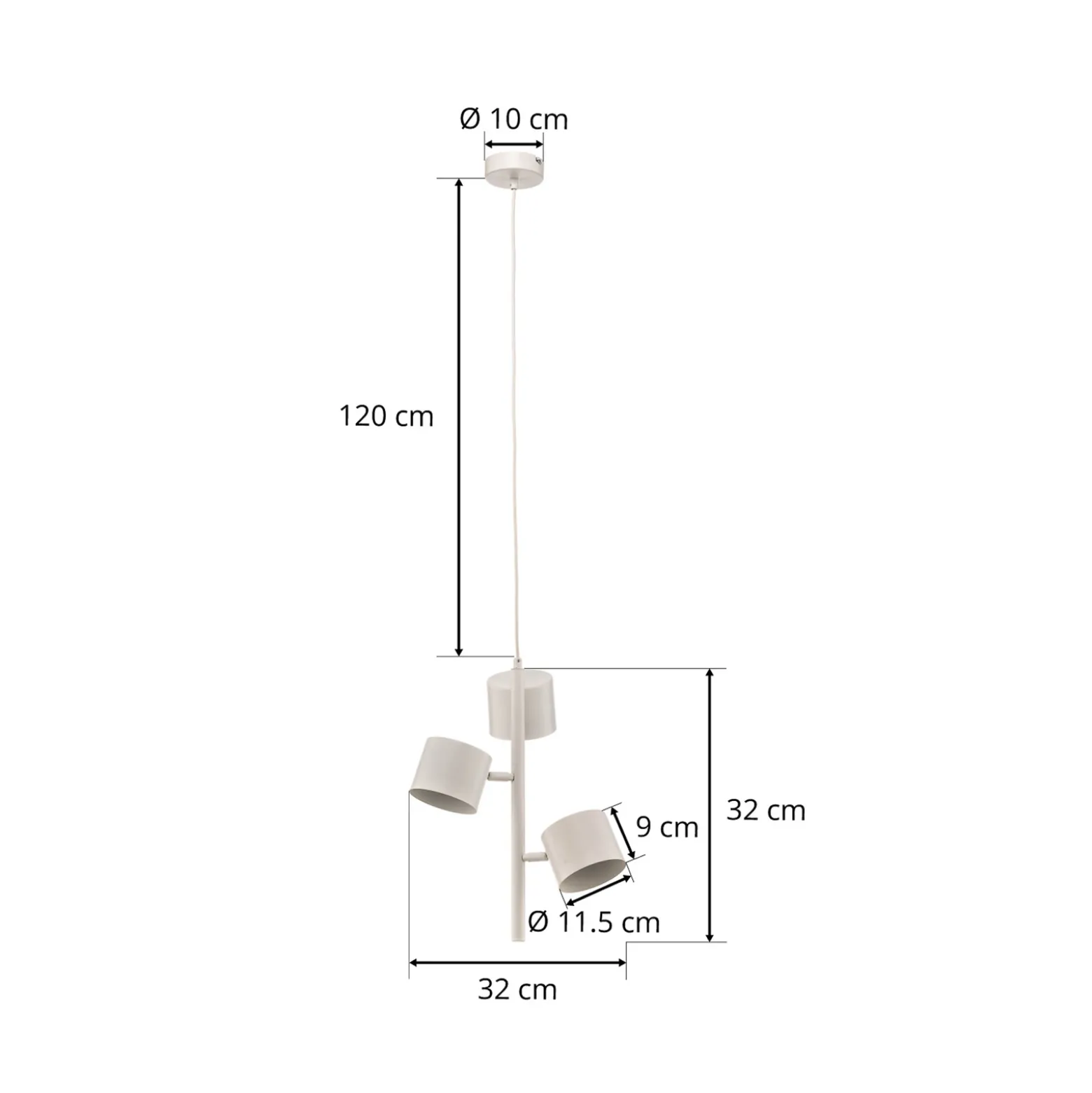 Lámpara colgante 1046E, 3 luces, blanco