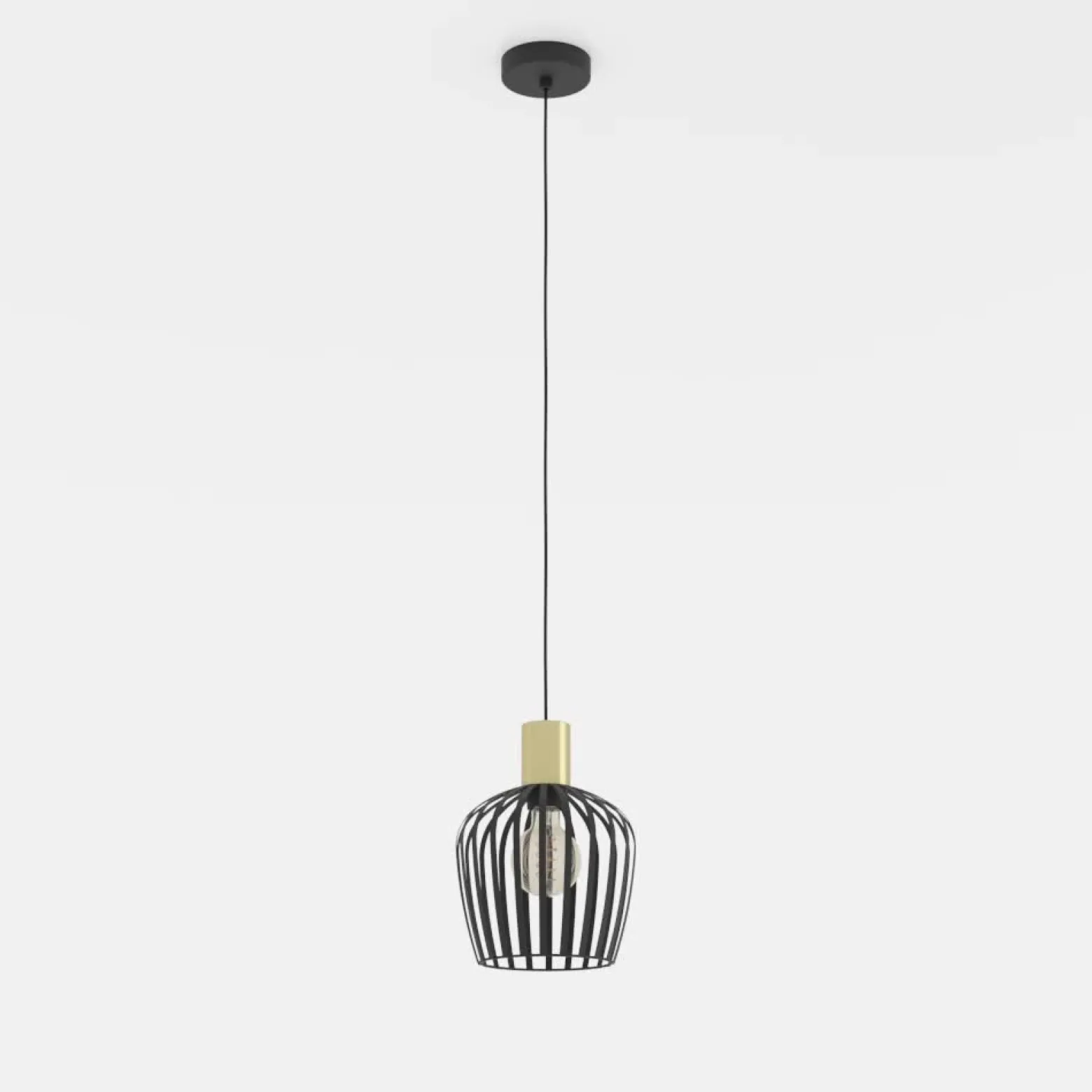 Lámpara colgante Empoli, Ø 20 cm, negro/color latón, acero