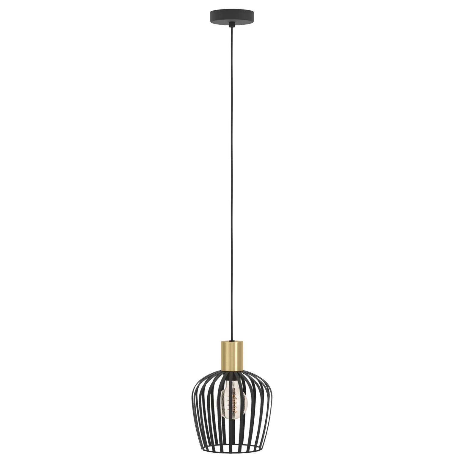 Lámpara colgante Empoli, Ø 20 cm, negro/color latón, acero