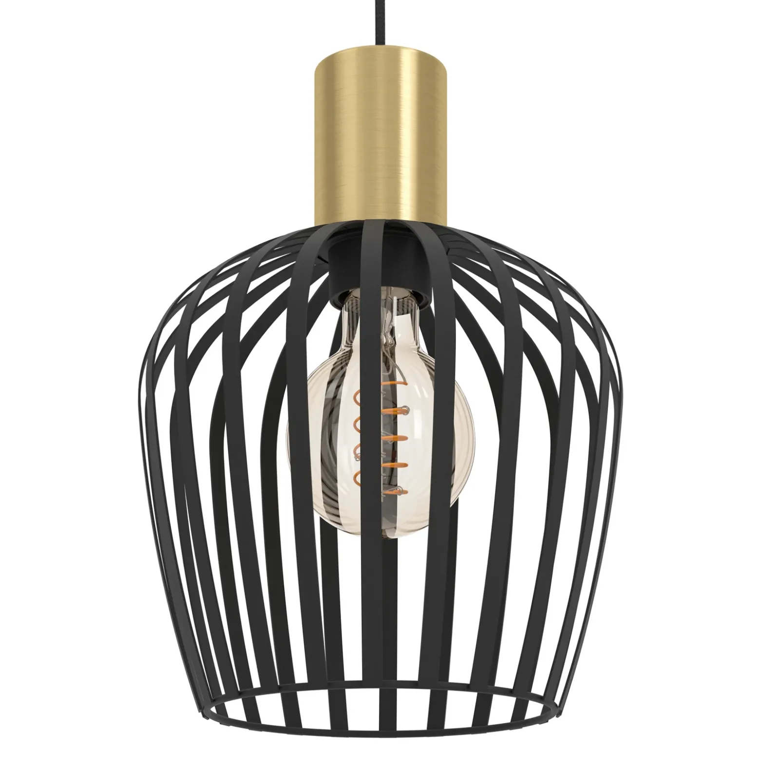 Lámpara colgante Empoli, Ø 20 cm, negro/color latón, acero