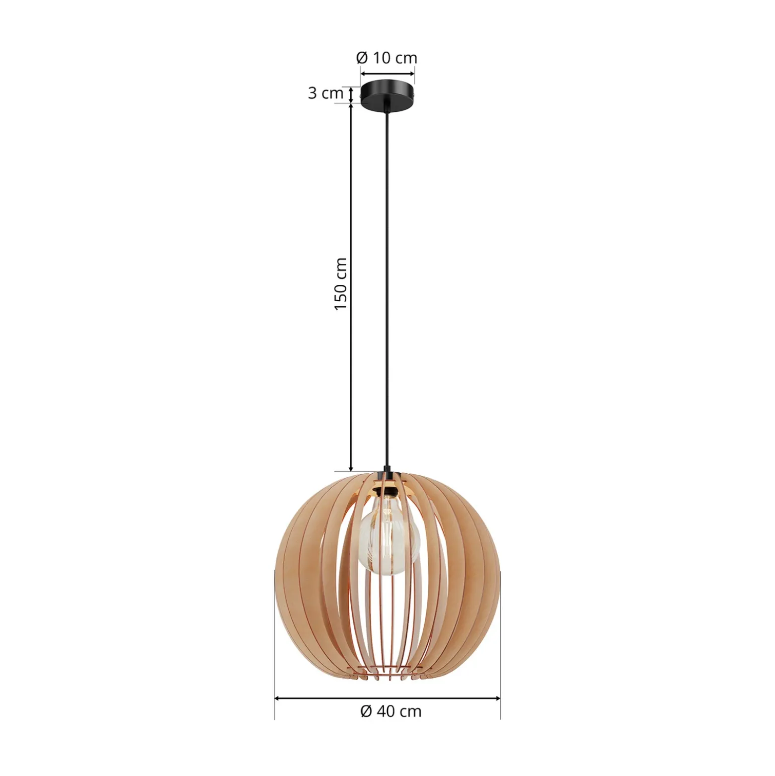 Lámpara colgante Envostar Clay de contrachapado de abedul, Ø 40 cm