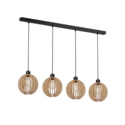 Lámpara colgante Envostar Clay, contrachapado de abedul, 4 luces