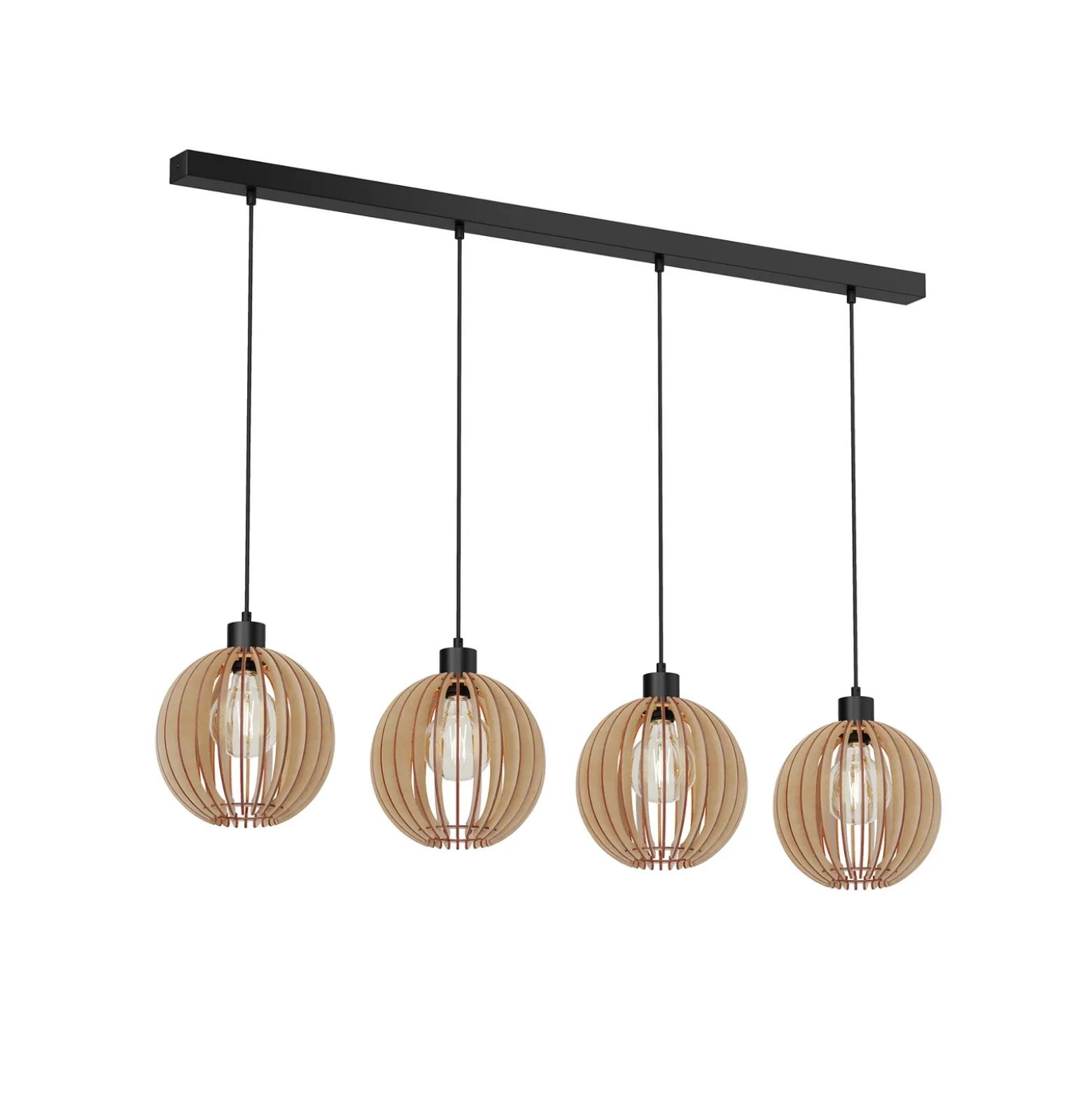 Lámpara colgante Envostar Clay, contrachapado de abedul, 4 luces