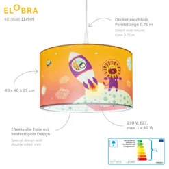 Lámpara colgante Escape de Little Astronauts, naranja