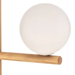 Lámpara colgante Estera, cristal opalino, madera, 3 luces