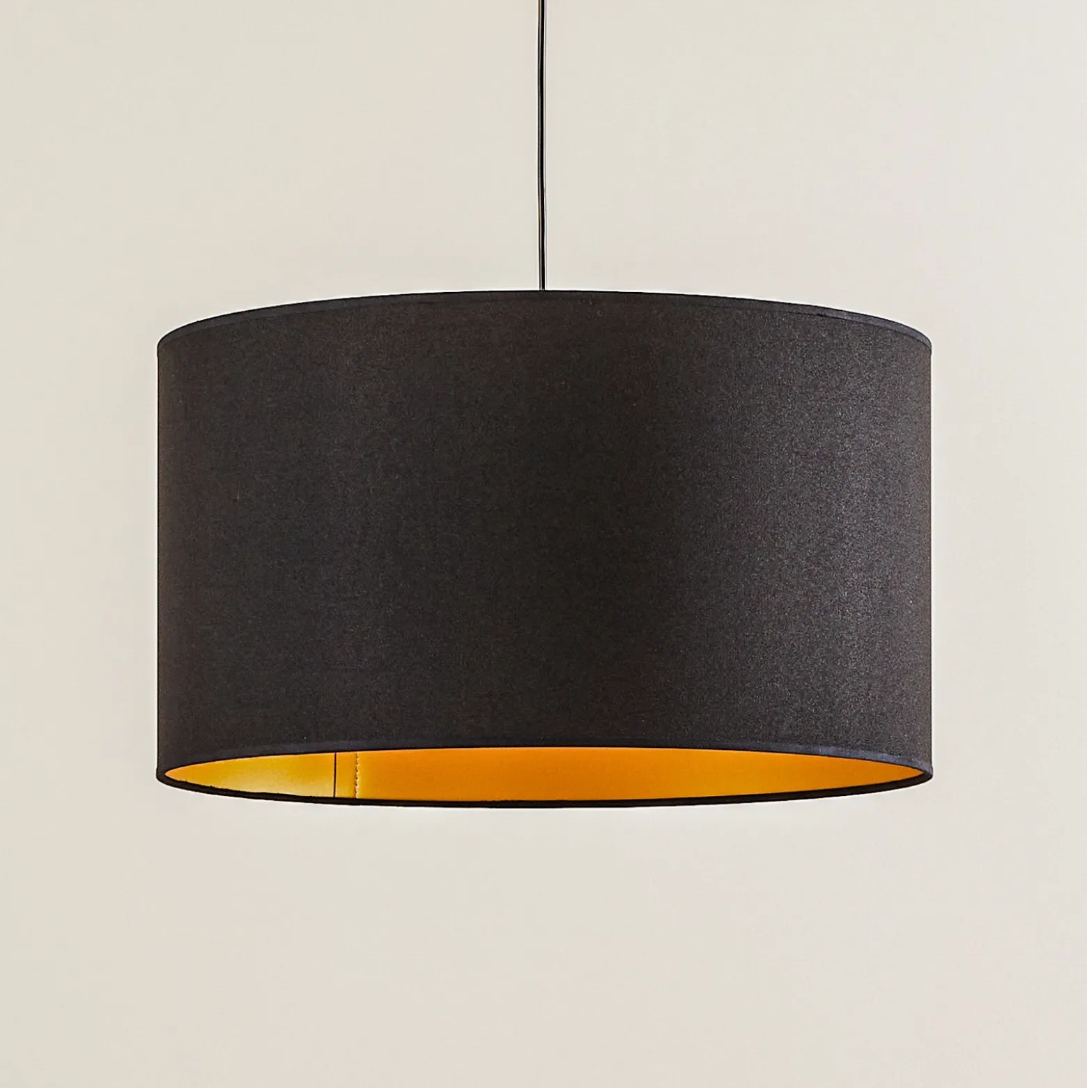 Lámpara colgante Euluna Roller, negro/dorado, Ø 45 cm