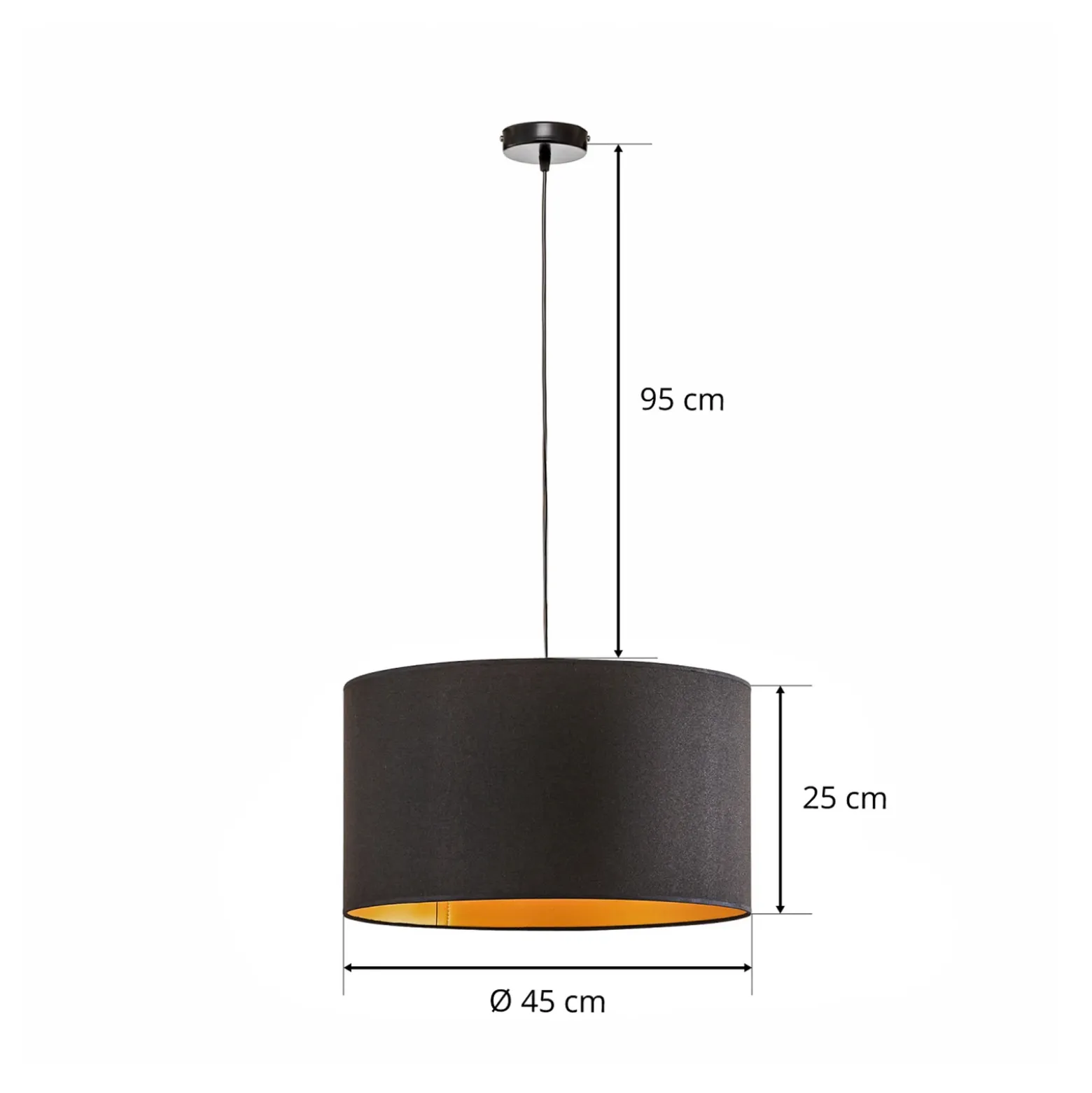 Lámpara colgante Euluna Roller, negro/dorado, Ø 45 cm
