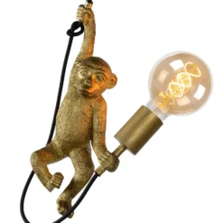Lámpara colgante Extravaganza Chimp, dorado mate/negro