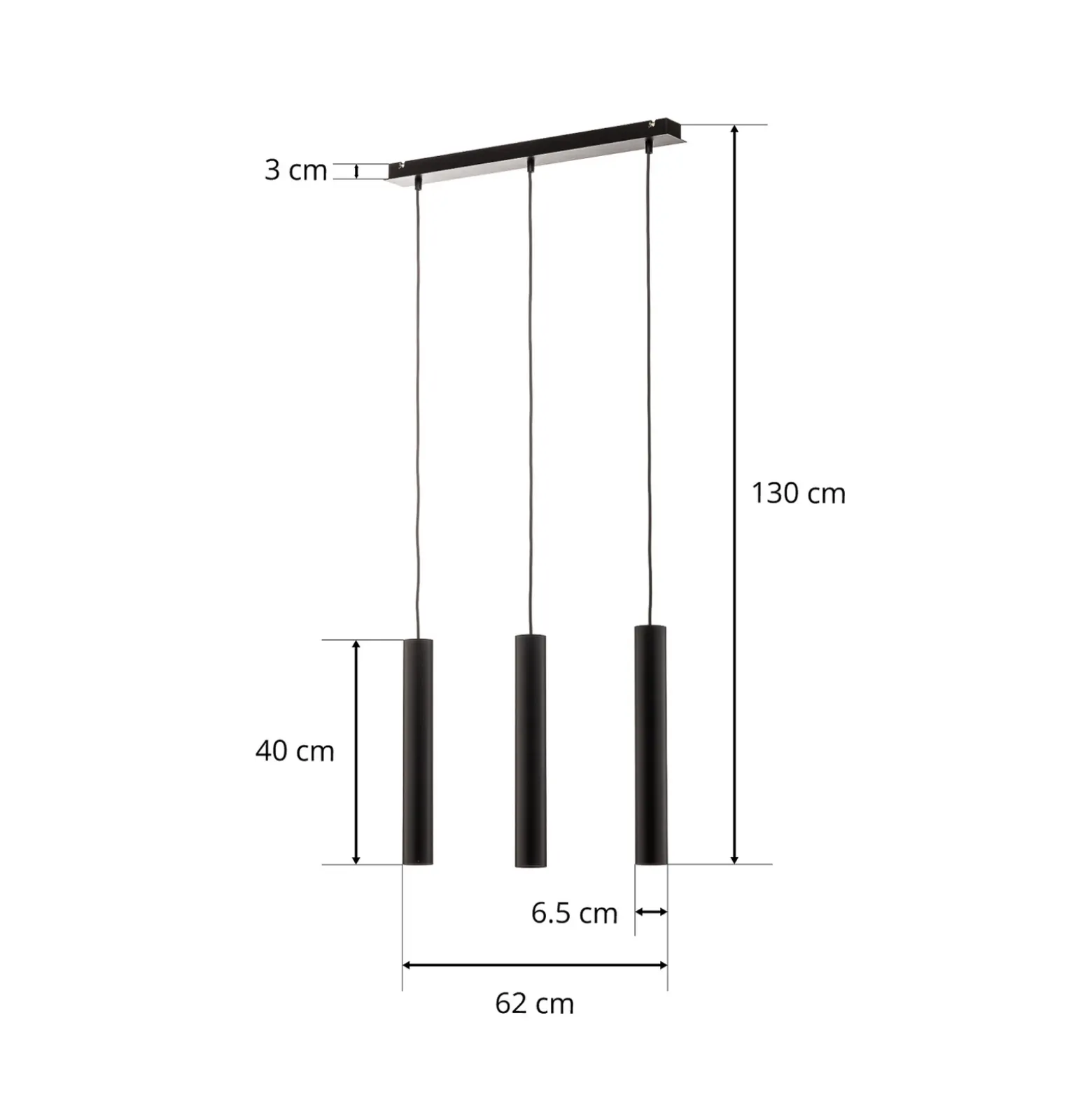 Lámpara colgante Eye, negro, 3 luces