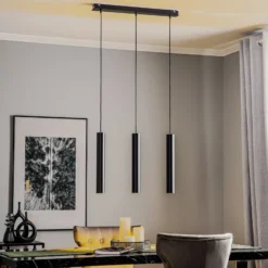 Lámpara colgante Eye, negro, 3 luces