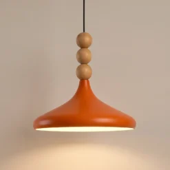 Lámpara colgante Eysan, naranja, Ø 35 cm, metal, E27