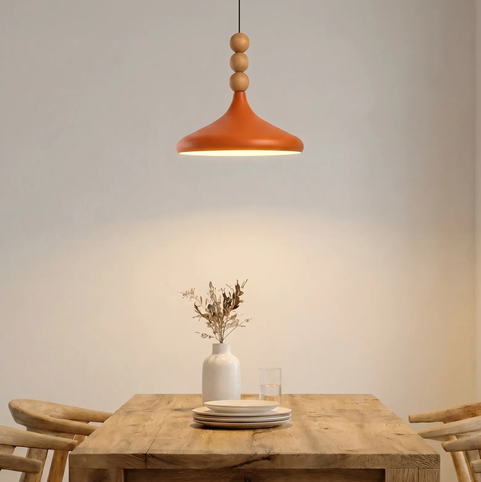 Lámpara colgante Eysan, naranja, Ø 35 cm, metal, E27