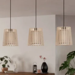 Lámpara colgante Fattoria pantallas dobles 3 luces