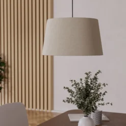 Lámpara colgante Febres, Ø 35 cm, blanco y negro, tela