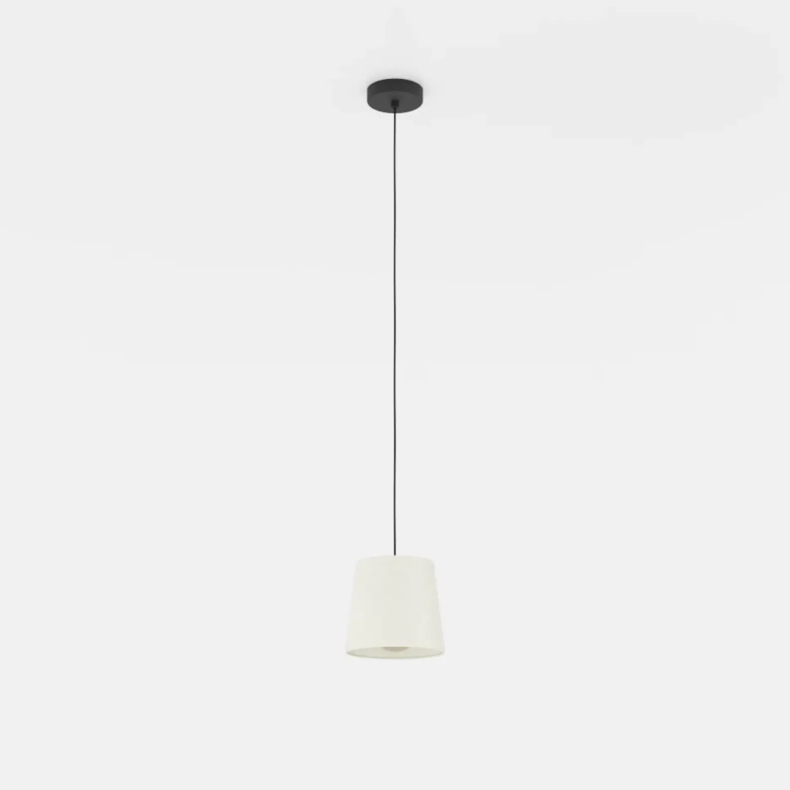 Lámpara colgante Febres, Ø 35 cm, blanco y negro, tela