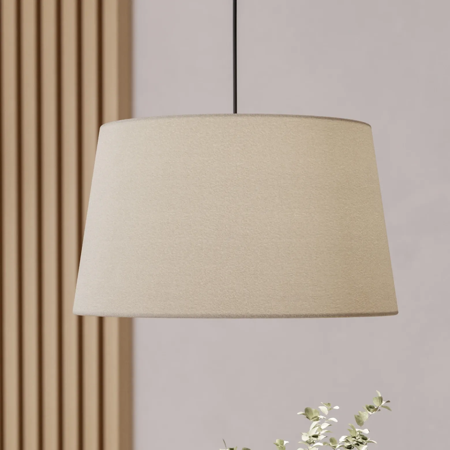 Lámpara colgante Febres, Ø 35 cm, blanco y negro, tela