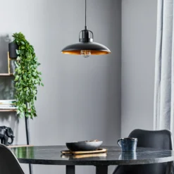 Lámpara colgante Felix, negro/oro antiguo, 1 luz