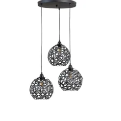 Lámpara colgante Fellini MR-787 3 luces roundel negro