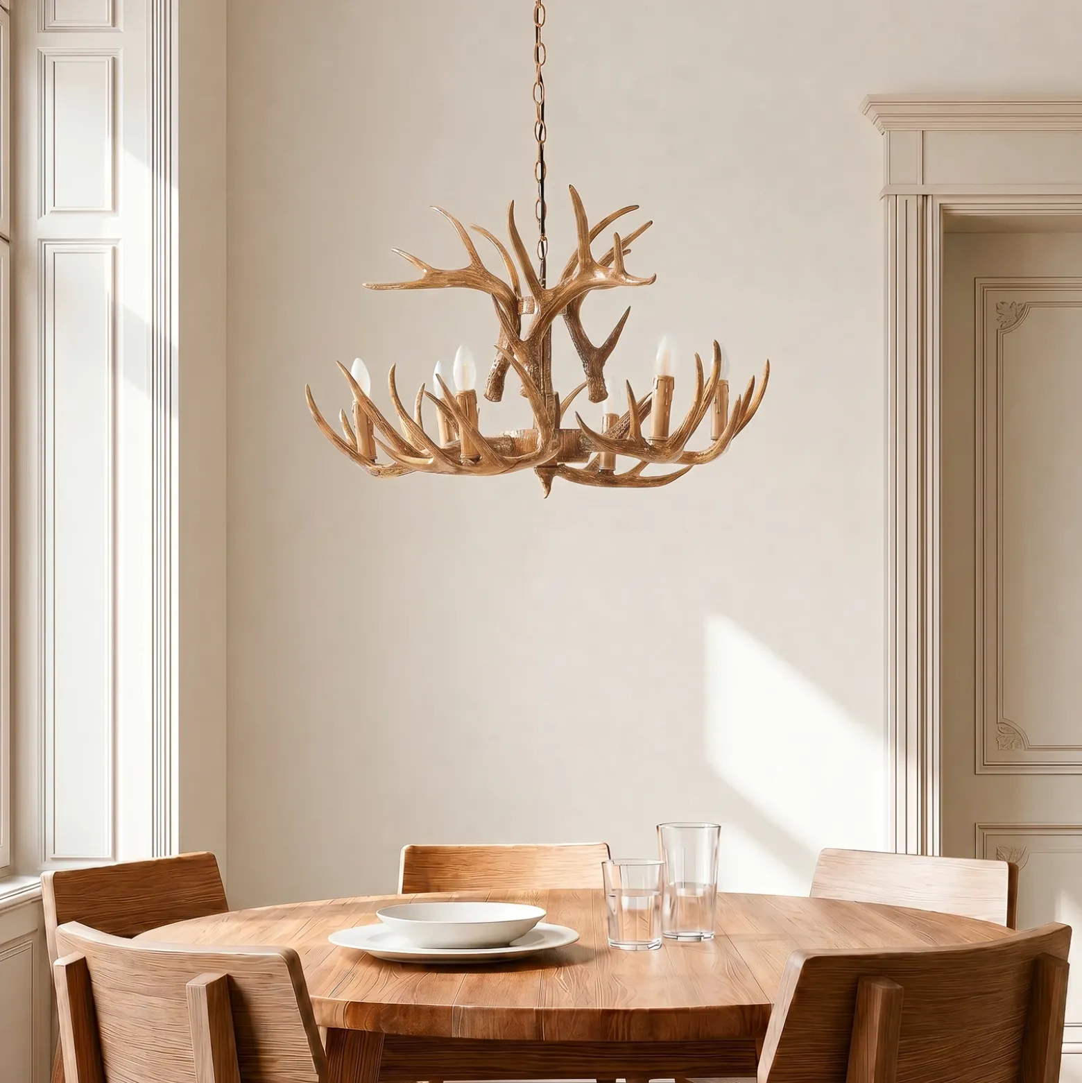 Lámpara colgante Fibi de Lindby, marrón, asta, 6 luces E14