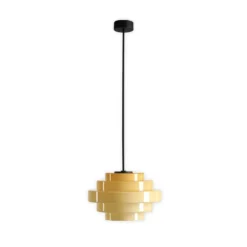 Lámpara colgante Filo, amarilla, Ø 28 cm, cristal