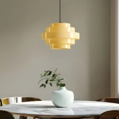 Lámpara colgante Filo, amarilla, Ø 28 cm, cristal