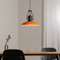 Lámpara colgante Fimda, naranja, Ø 41 cm, metal, E27