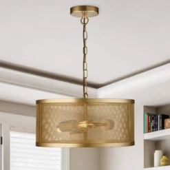 Lámpara colgante Fishnet, oro Ø 45 cm