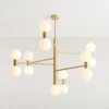 Lámpara colgante Flare, 13 luces, latón/blanco opalino, cristal