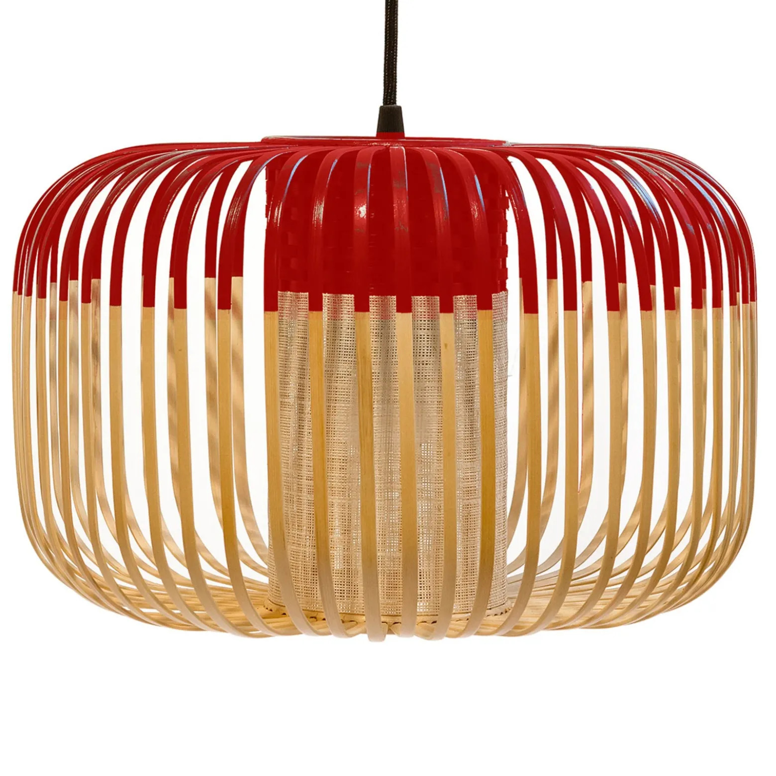 Lámpara colgante Forestier Bamboo S, Ø 35 cm,rojo