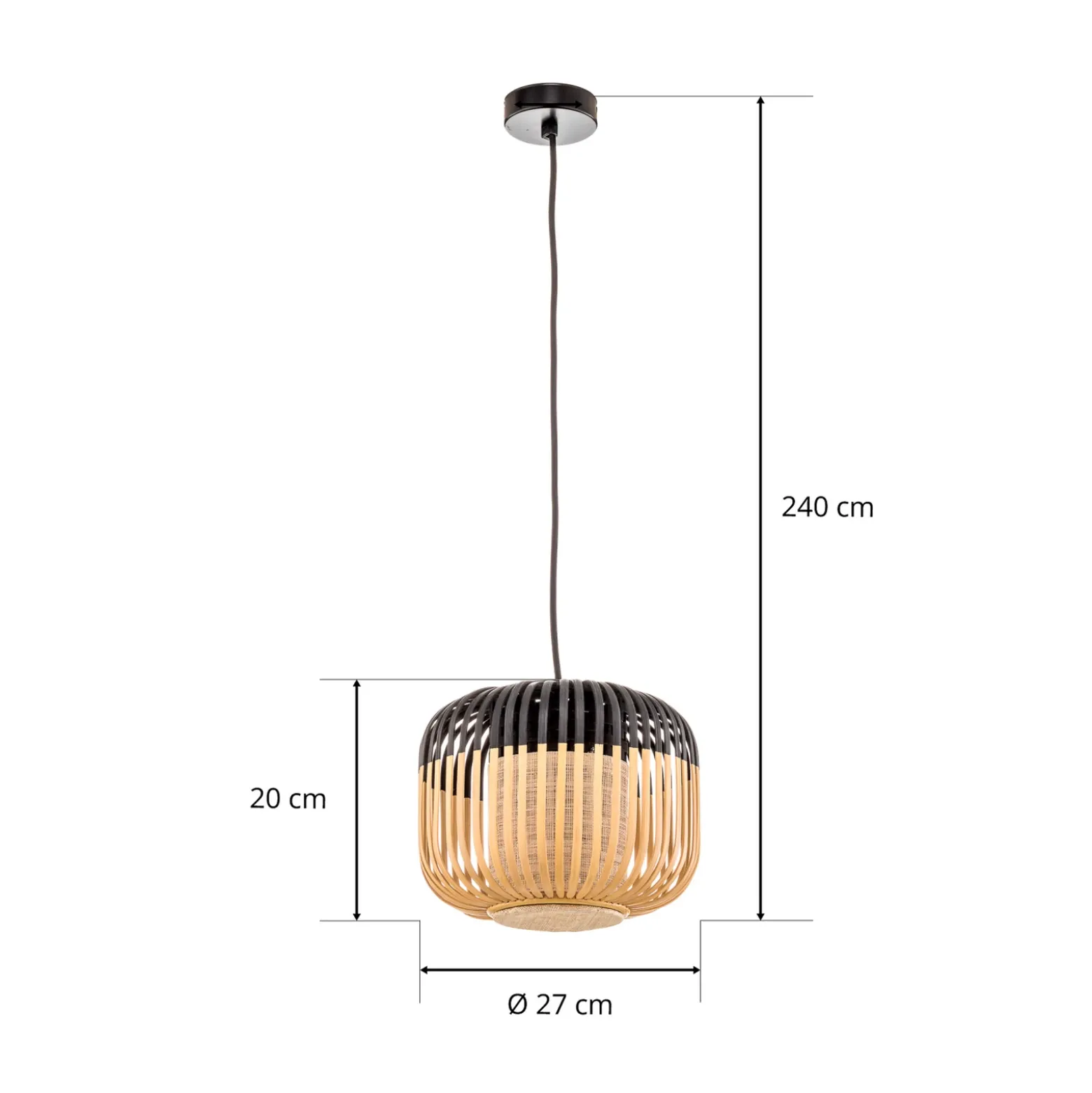 Lámpara colgante Forestier Bamboo XS, Ø 27 cm, negro