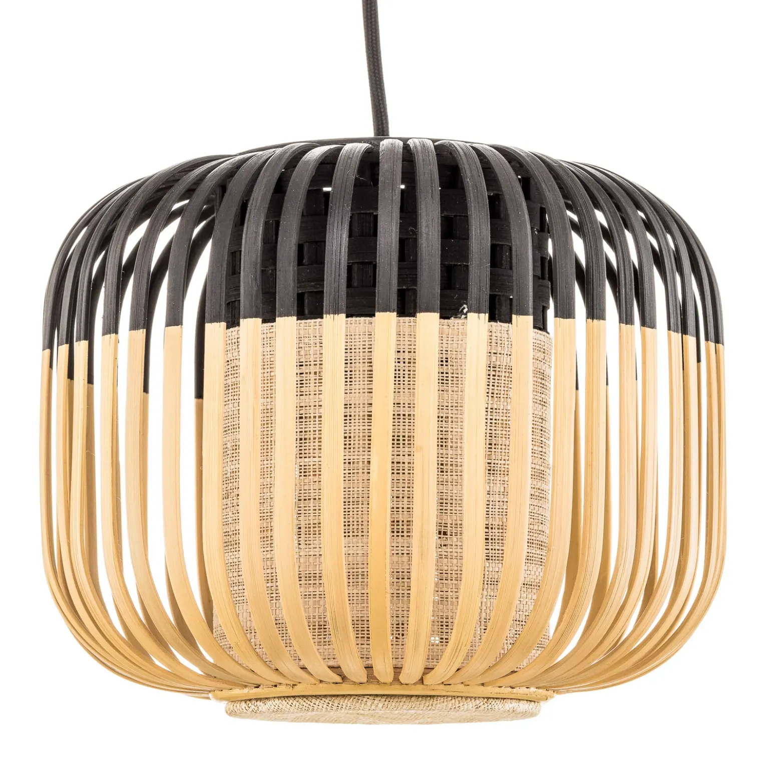 Lámpara colgante Forestier Bamboo XS, Ø 27 cm, negro