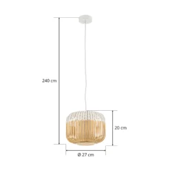 Lámpara colgante Forestier Bamboo XS, Ø 27 cm, blanca