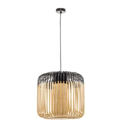 Lámpara colgante Forestier Bamboo M, Ø 45 cm, negro