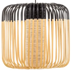 Lámpara colgante Forestier Bamboo M, Ø 45 cm, negro