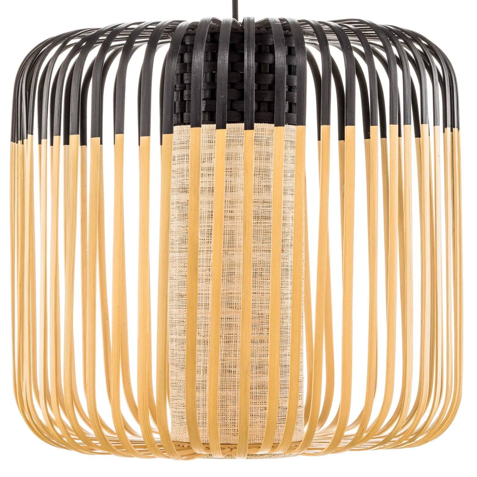 Lámpara colgante Forestier Bamboo M, Ø 45 cm, negro