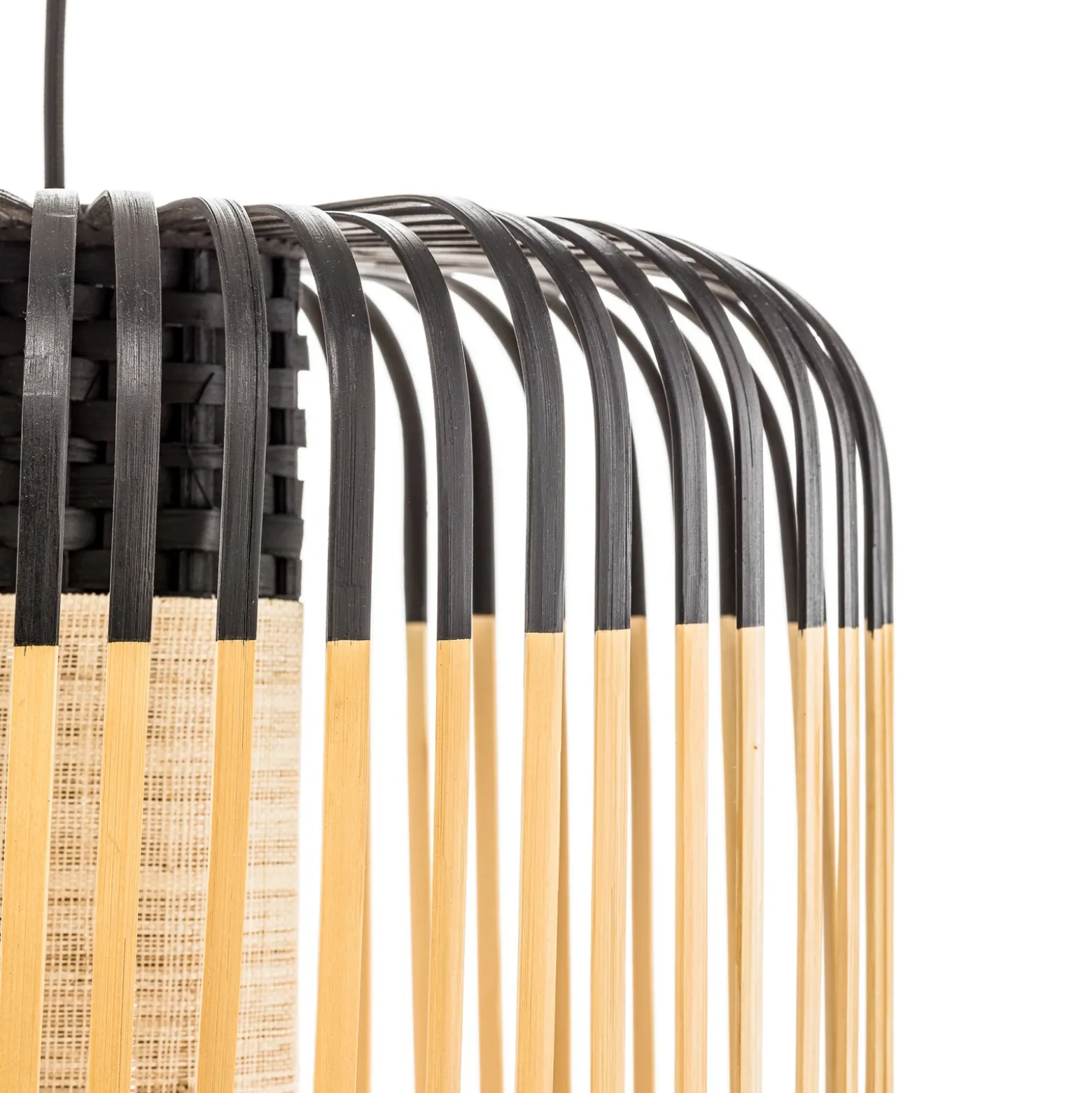 Lámpara colgante Forestier Bamboo M, Ø 45 cm, negro