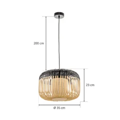 Lámpara colgante Forestier Bamboo S, Ø 35 cm, negro