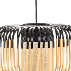 Lámpara colgante Forestier Bamboo S, Ø 35 cm, negro