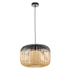 Lámpara colgante Forestier Bamboo S, Ø 35 cm, negro