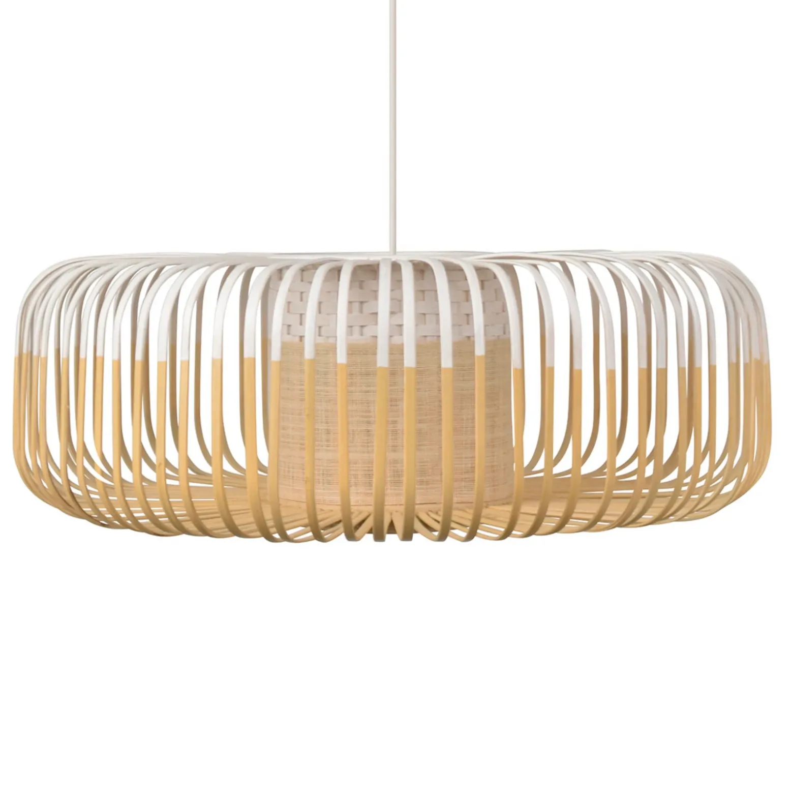Lámpara colgante Forestier Bamboo XL, Ø 60 cm, blanca