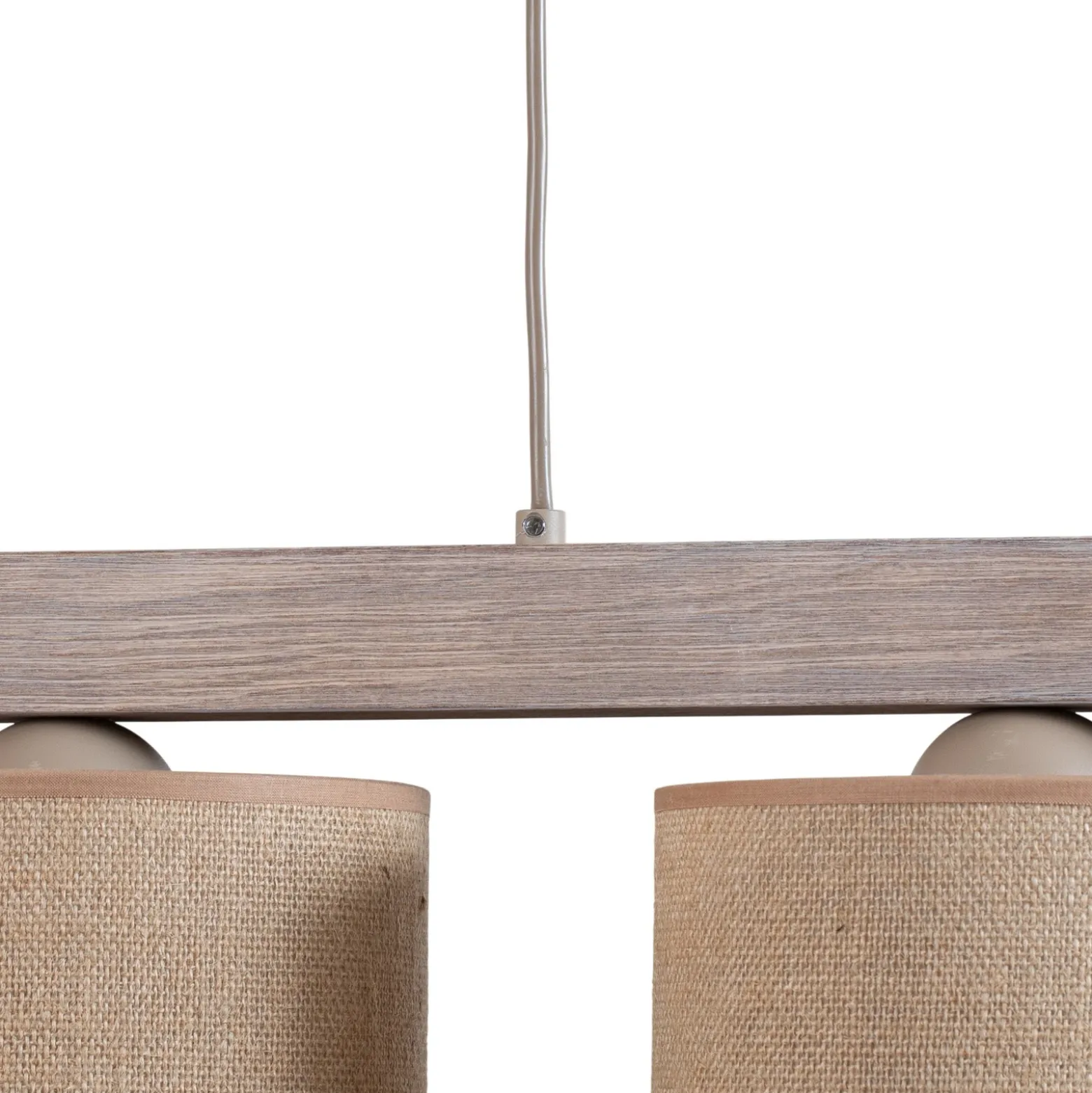 Lámpara colgante Forest, 3 luces, madera clara, yute color natural