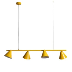 Lámpara colgante Form 4, amarilla, de metal, 4 luces, cónica, E27