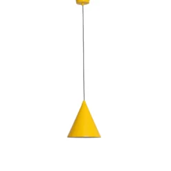 Lámpara colgante Form, amarillo mostaza, metal, Ø 24 cm, forma cónica,