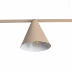 Lámpara colgante Form 4, beige, metal, 4 luces, forma cónica, casquillo E27