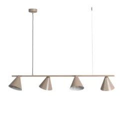 Lámpara colgante Form 4, beige, metal, 4 luces, forma cónica, casquillo E27