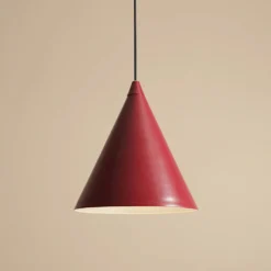 Lámpara colgante Form, color burdeos, metal, Ø 24 cm, forma cónica, casquillo