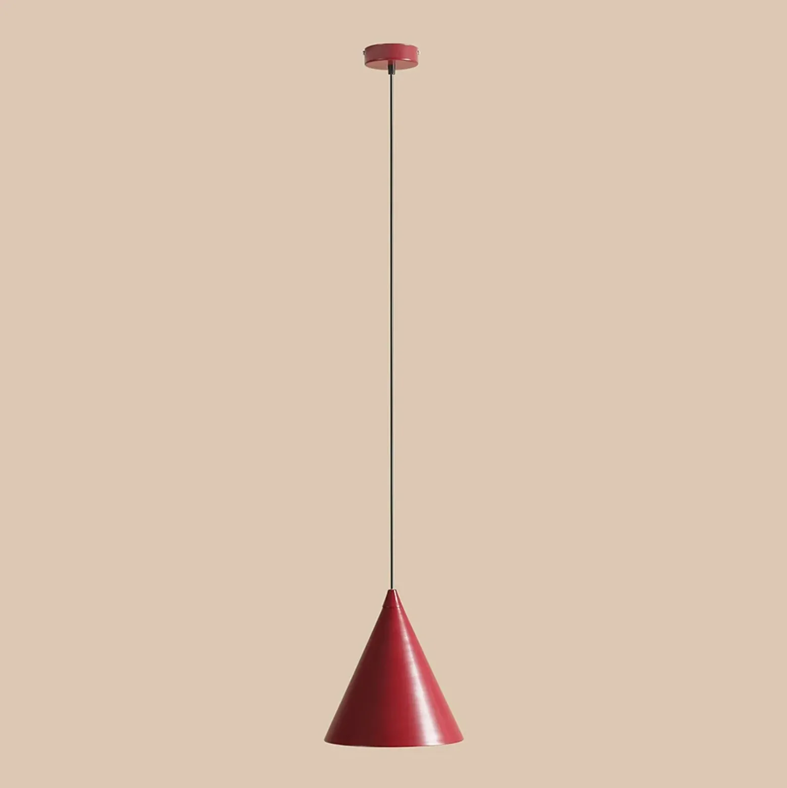 Lámpara colgante Form, color burdeos, metal, Ø 24 cm, forma cónica, casquillo