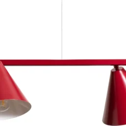 Lámpara colgante Form 4, roja, de metal, 4 luces, cónica, E27