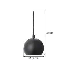 Lámpara colgante FRANDSEN Ball, negro mate, Ø 12 cm